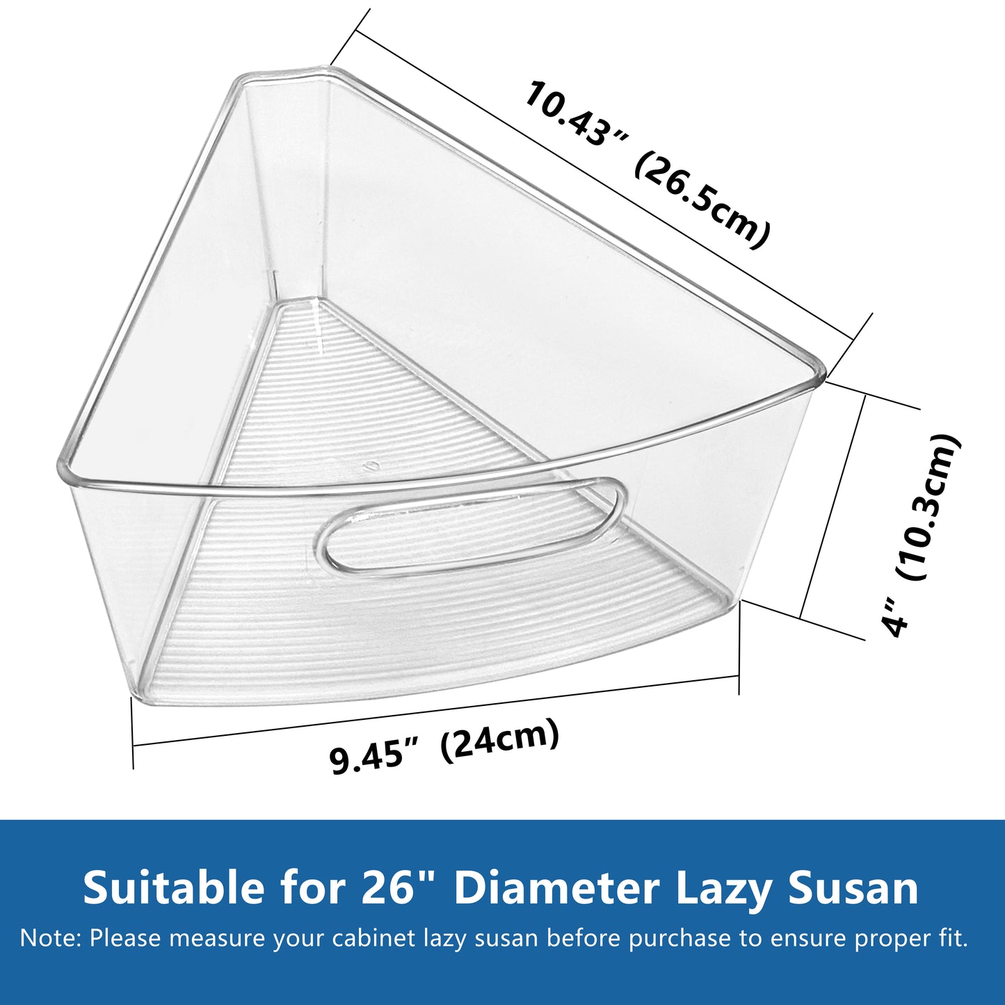 JOWBOOW Lazy Susan Organizer Bins for 26"-32" Diameter Corner Lazy Susan Turntable for Cabinet, Clear Plastic Rotating Cabinet and Pantry Storage Bins, 1/8 Wedge-Food Safe, BPA Free