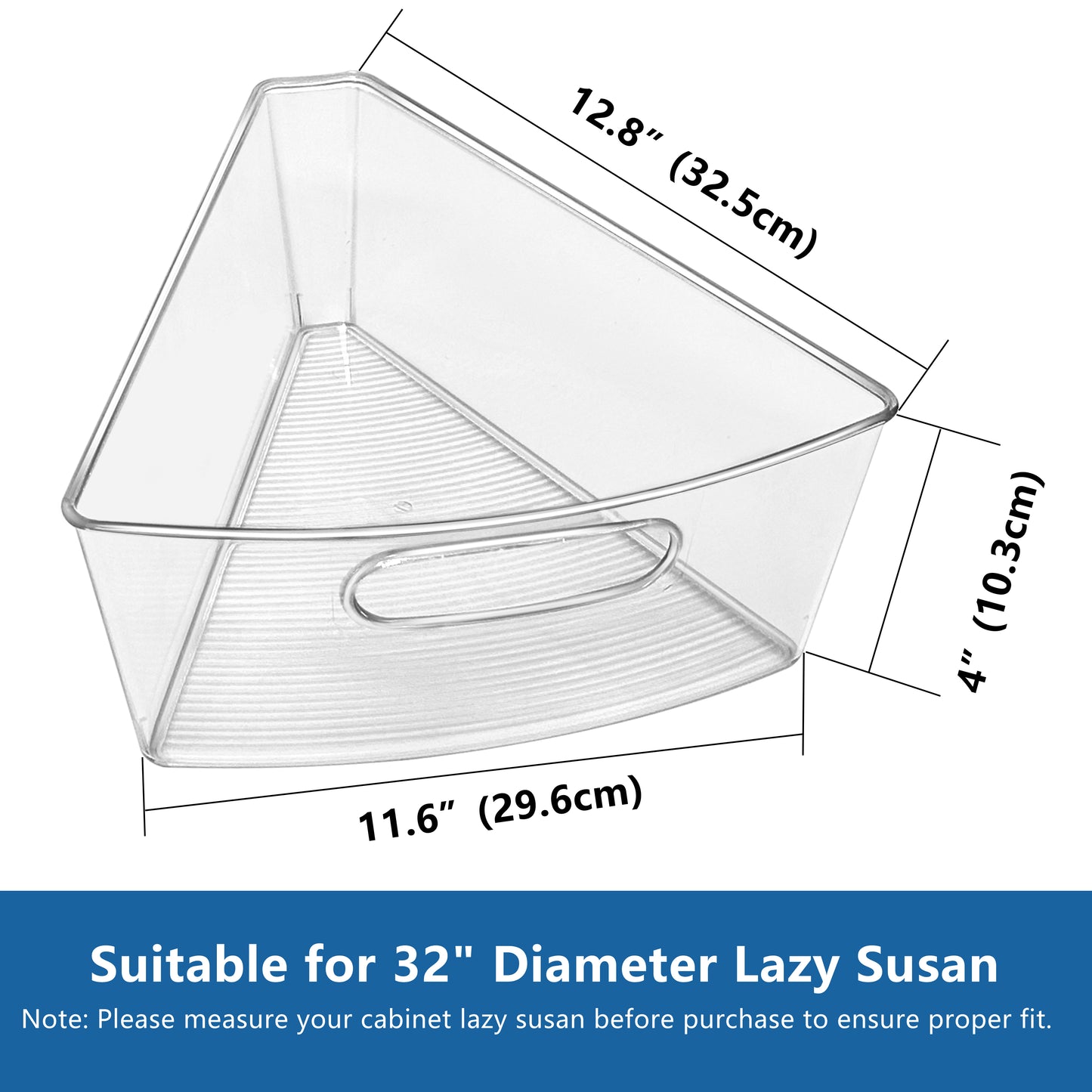 JOWBOOW Lazy Susan Organizer Bins for 26"-32" Diameter Corner Lazy Susan Turntable for Cabinet, Clear Plastic Rotating Cabinet and Pantry Storage Bins, 1/8 Wedge-Food Safe, BPA Free