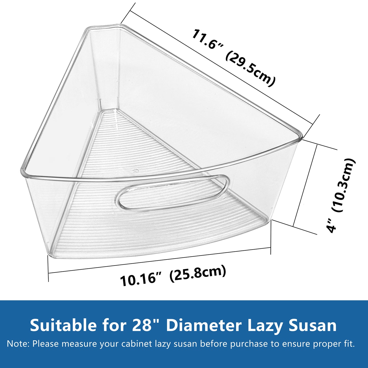 JOWBOOW Lazy Susan Organizer Bins for 26"-32" Diameter Corner Lazy Susan Turntable for Cabinet, Clear Plastic Rotating Cabinet and Pantry Storage Bins, 1/8 Wedge-Food Safe, BPA Free
