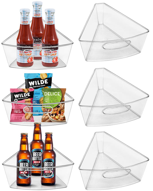 JOWBOOW Lazy Susan Organizer Bins for 26"-32" Diameter Corner Lazy Susan Turntable for Cabinet, Clear Plastic Rotating Cabinet and Pantry Storage Bins, 1/8 Wedge-Food Safe, BPA Free