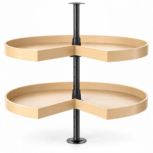 JOWBOOW 28" Wood Kidney Lazy Susan, Replacement Corner Cabinet Organizer