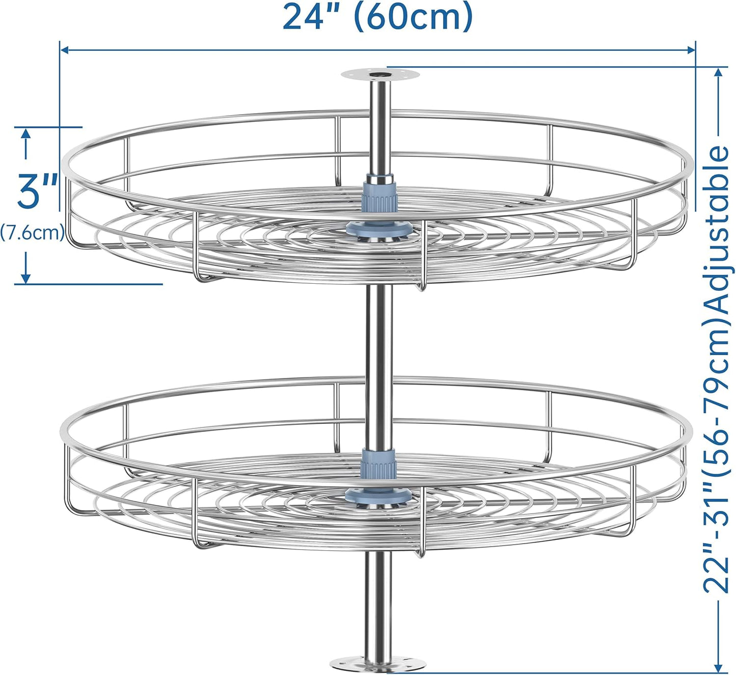 Lazy Susan Turntable for Cabinet - Corner Cabinet Organizer for Kitchen, Full Circle Corner Cabinet Lazy Susan Replacement Shelves Rotating Rack for Corner Base