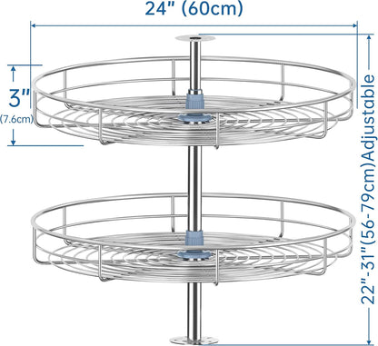 Lazy Susan Turntable for Cabinet - Corner Cabinet Organizer for Kitchen, Full Circle Corner Cabinet Lazy Susan Replacement Shelves Rotating Rack for Corner Base
