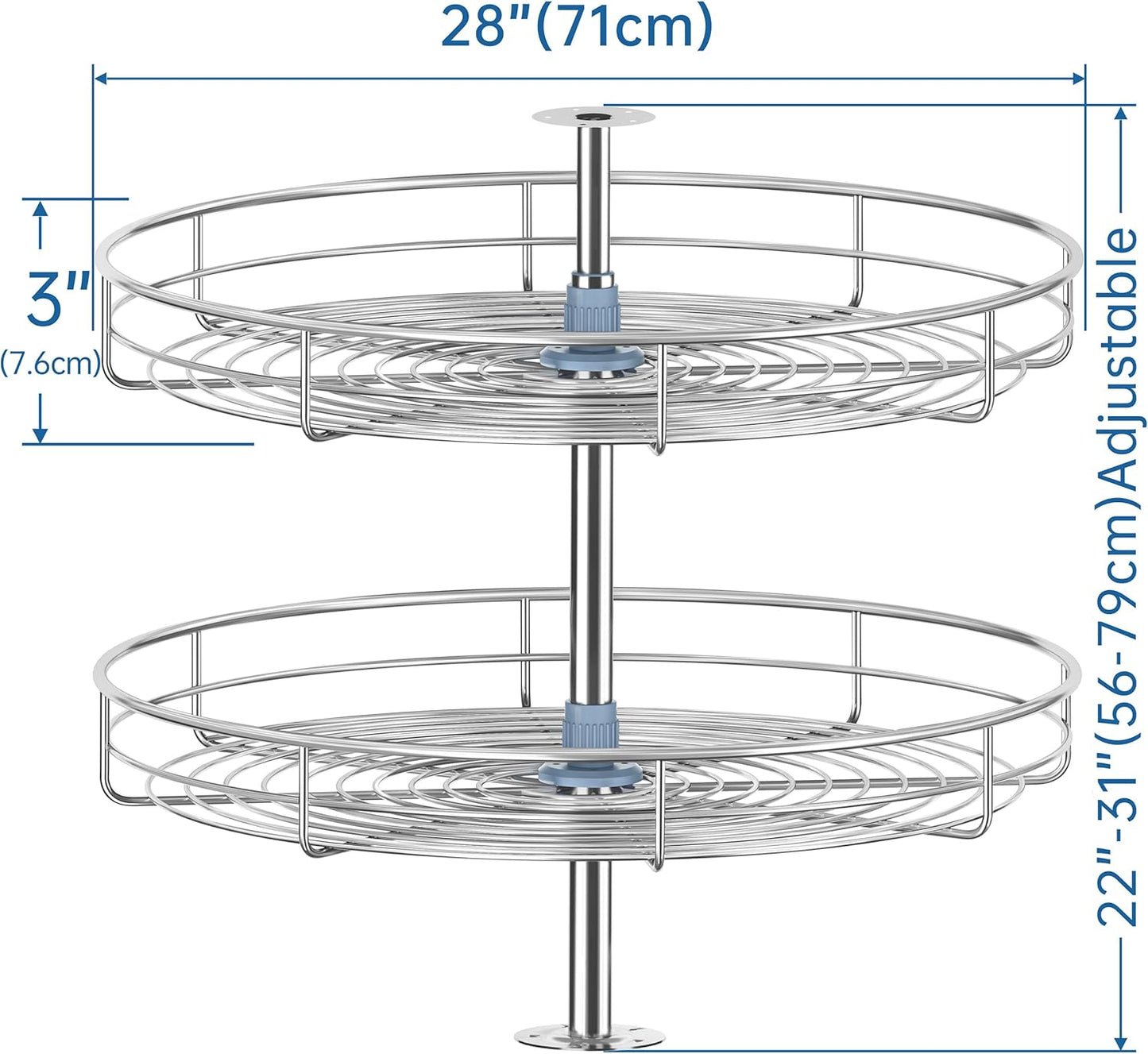 Lazy Susan Turntable for Cabinet - Corner Cabinet Organizer for Kitchen, Full Circle Corner Cabinet Lazy Susan Replacement Shelves Rotating Rack for Corner Base