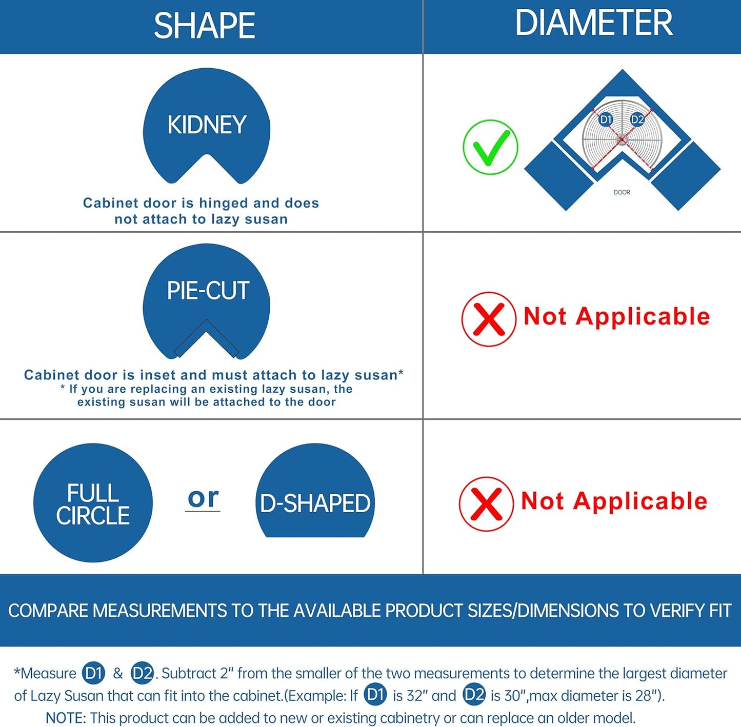 JOWBOOW 24"/28"/32"Corner Cabinet Lazy Susan Turntable, 270° Adjustable Height Chrome Replacement Shelves for Kitchen Corner Cabinet