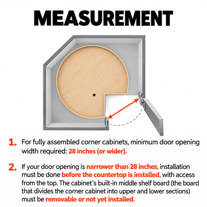 JOWBOOW 2 Pack 28" Wood Kidney-Shaped Lazy Susan Shelf for Corner Base Cabinet
