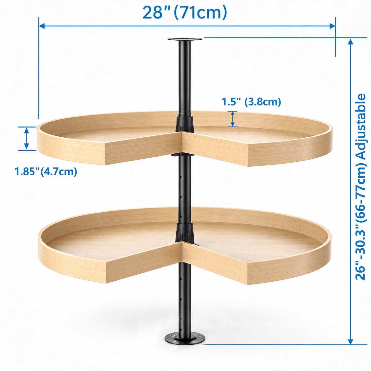 JOWBOOW 28" Wood Kidney Lazy Susan, Replacement Corner Cabinet Organizer