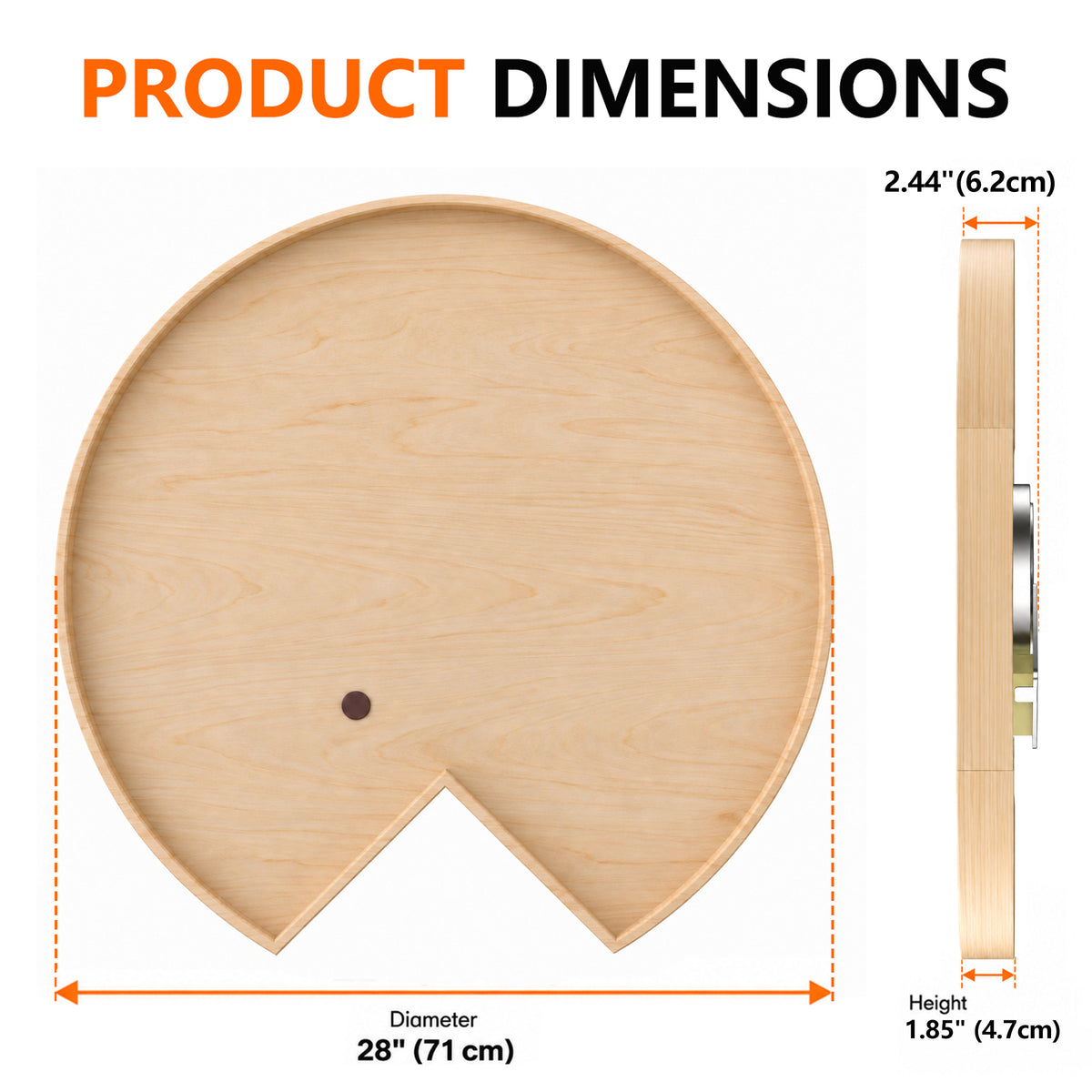 JOWBOOW 2 Pack 28" Wood Kidney-Shaped Lazy Susan Shelf for Corner Base Cabinet