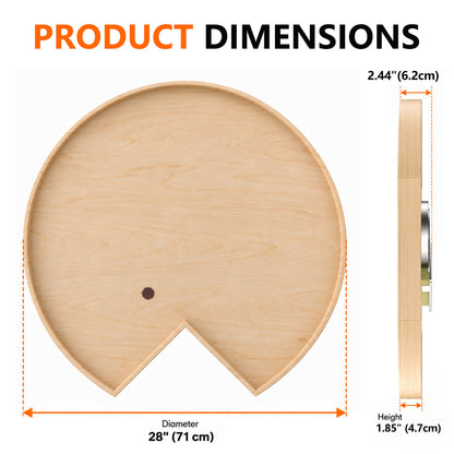 JOWBOOW 2 Pack 28" Wood Kidney-Shaped Lazy Susan Shelf for Corner Base Cabinet
