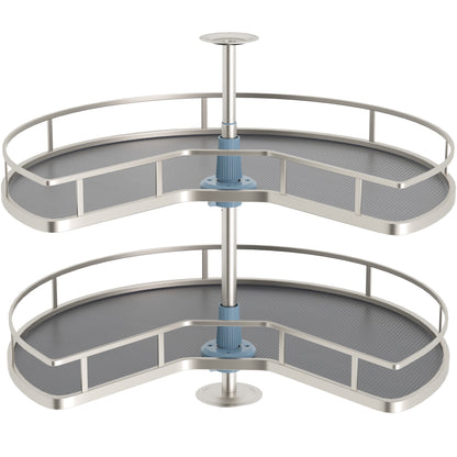 JOWBOOW 28" Kidney Corner Cabinet Lazy Susan Turntable, 270° Height Adjustable Replacement Shelves for Kitchen Corner Cabinet (Cannot be Door-Mounted)