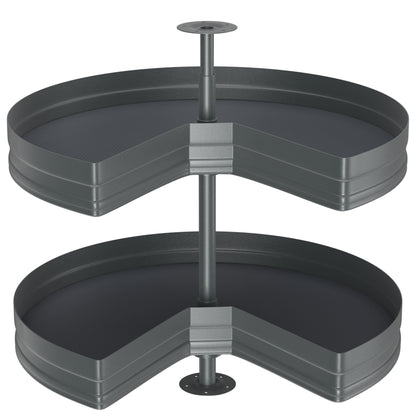 JOWBOOW 28" Kidney Lazy Susan for Cabinet, 270° Height Adjustable Replacement Shelves for Kitchen Corner Cabinet(Cannot be Door-Mounted)