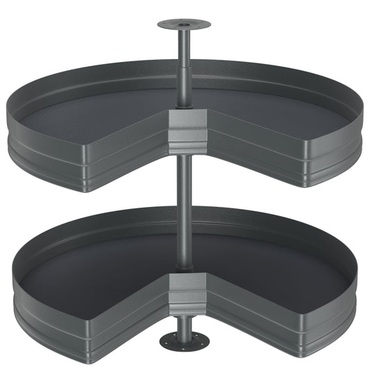 JOWBOOW 28" Kidney Lazy Susan for Cabinet, 270° Height Adjustable Replacement Shelves for Kitchen Corner Cabinet(Cannot be Door-Mounted)