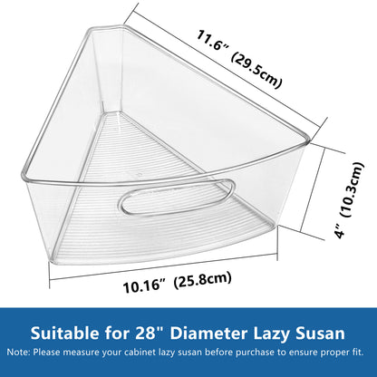 JOWBOOW Lazy Susan Organizer Bins for 26"-32" Diameter Corner Lazy Susan Turntable for Cabinet, Clear Plastic Rotating Cabinet and Pantry Storage Bins, 1/8 Wedge-Food Safe, BPA Free