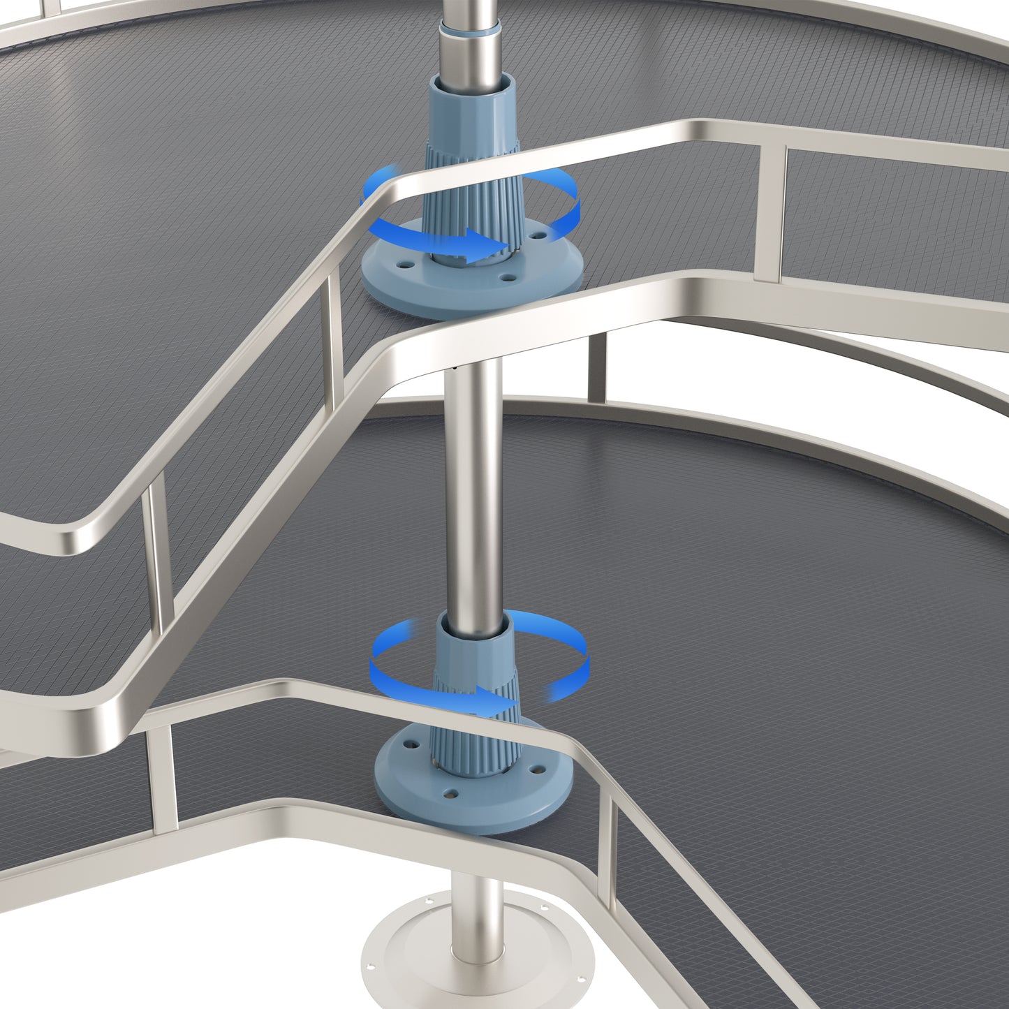 JOWBOOW 28" Kidney Corner Cabinet Lazy Susan Turntable, 270° Height Adjustable Replacement Shelves for Kitchen Corner Cabinet (Cannot be Door-Mounted)