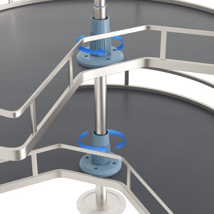 JOWBOOW 28" Kidney Corner Cabinet Lazy Susan Turntable, 270° Height Adjustable Replacement Shelves for Kitchen Corner Cabinet (Cannot be Door-Mounted)