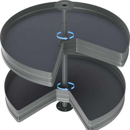 JOWBOOW 28" Kidney Lazy Susan for Cabinet, 270° Height Adjustable Replacement Shelves for Kitchen Corner Cabinet(Cannot be Door-Mounted)