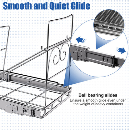 JOWBOOW Pull Out Trash Can Under Cabinet, Adjustable Cabinet Trash Can Pull Out Kit Under Sink Slide Out Shelf(Bin Not Included), Fits Min. 12" Opening Cabinet