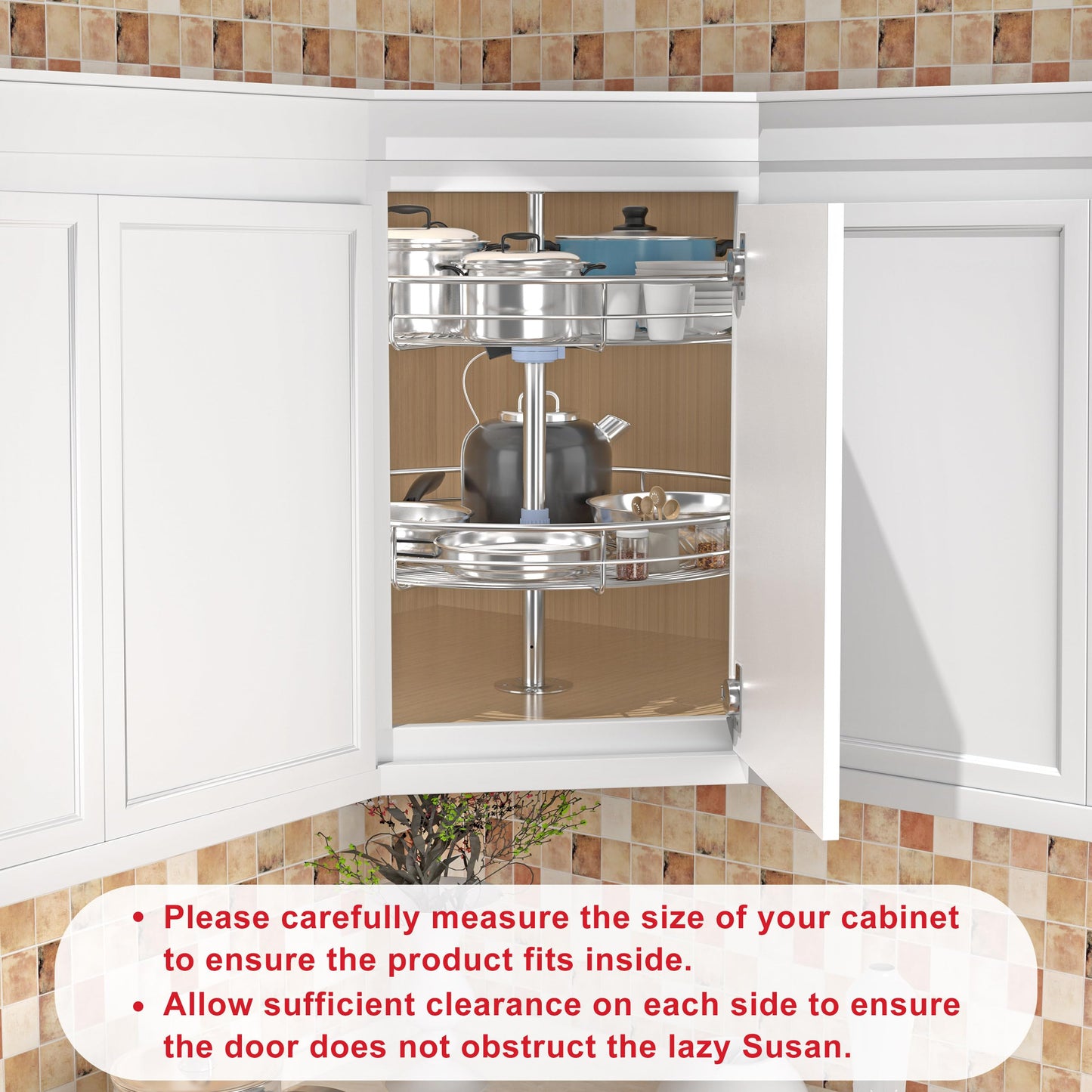 Lazy Susan Turntable for Cabinet - Corner Cabinet Organizer for Kitchen, Full Circle Corner Cabinet Lazy Susan Replacement Shelves Rotating Rack for Corner Base